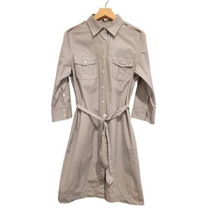 J. Crew Pinstrip Button Down Dress Shirtdress White Black Gray Striped Cotton 6